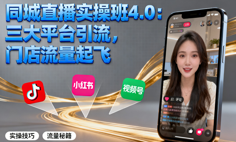 同城直播实操班4.0：三大平台引流，门店流量起飞