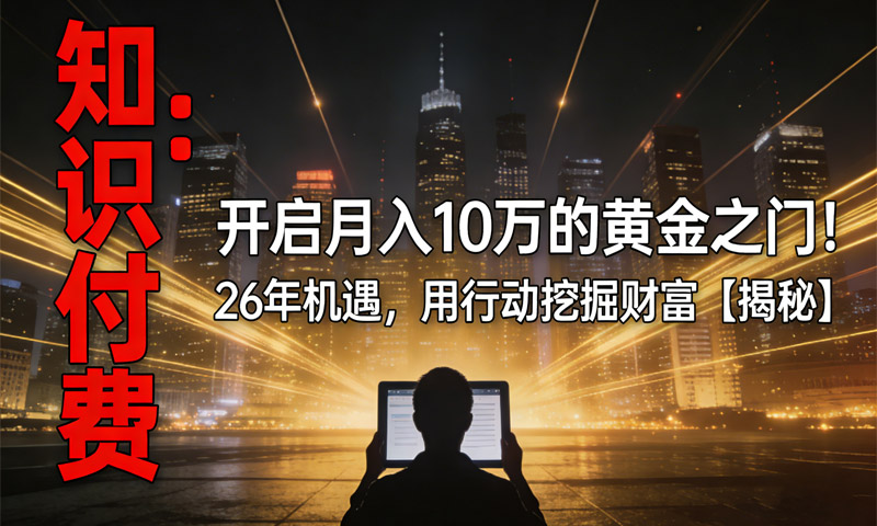 知识付费：开启月入10万的黄金之门！26年机遇，用行动挖掘财富【揭秘】