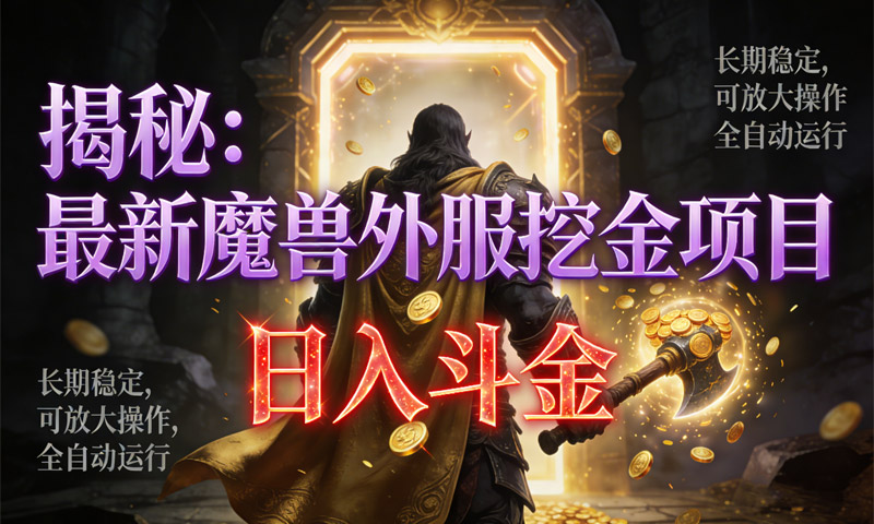 揭秘：最新魔兽外服挖金项目，日入斗金，长期稳定，可放大操作，全自动运行