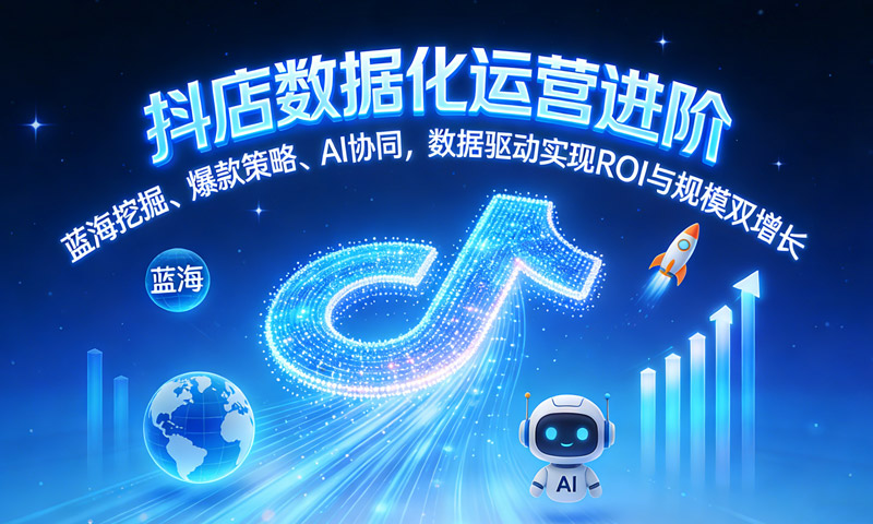 抖店数据化运营进阶：蓝海挖掘、爆款策略、AI协同，数据驱动实现ROI与规模双增长