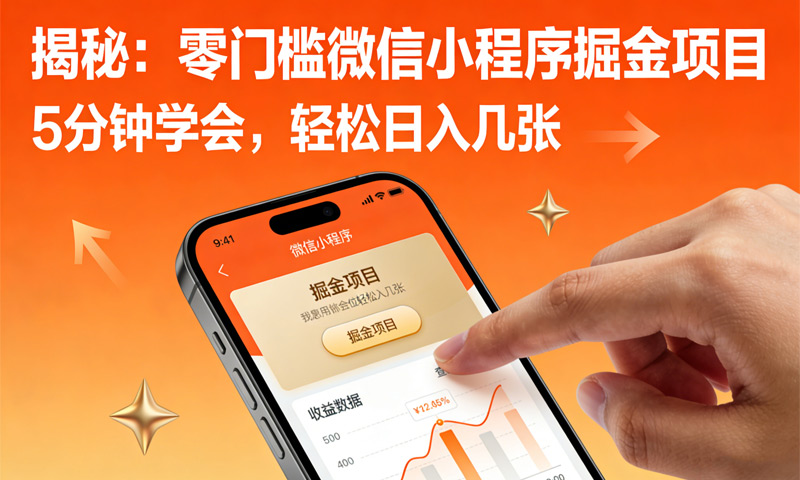 揭秘：零门槛微信小程序掘金项目，5分钟学会，轻松日入几张