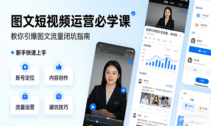 【免费分享】图文短视频运营必学课，教你引爆图文流量闭坑指南，新手快速上手